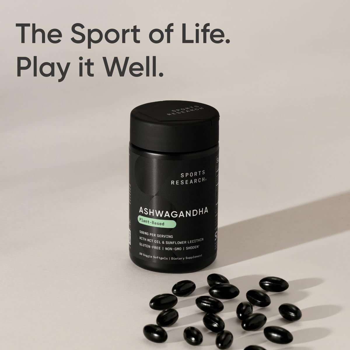 Sports Research® Ashwagandha Softgels with Coconut MCT Oil - Natural Adaptogen Made with Shoden® Ashwa for Relaxation, Calm & Sleep Support - Gluten Free & Vegan Friendly - 60 Count Sports ResearchBuy Supplements Australia