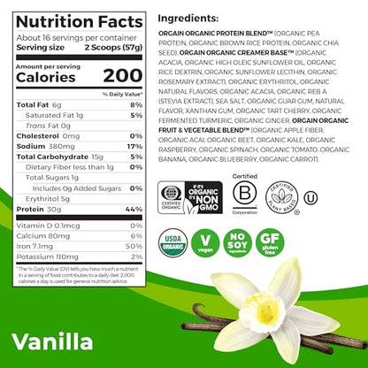 Orgain Organic Sport Vegan Protein Powder, Vanilla - 30g Plant Based Protein, For Pre-Work OrgainBuy Supplements Australia