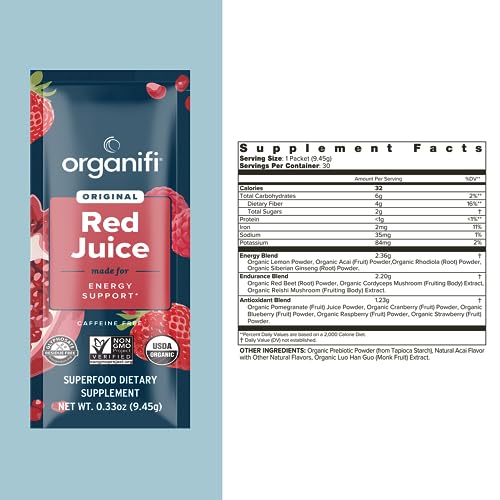 Organifi Red Juice - Vegan Energy Powder - Berry-Flavored Adaptogen Drink - Caffeine OrganifiBuy Supplements Australia