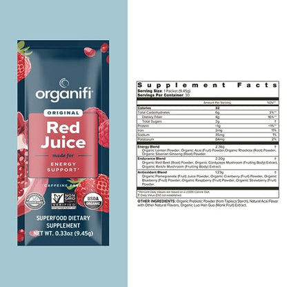 Organifi Red Juice - Vegan Energy Powder - Berry-Flavored Adaptogen Drink - Caffeine OrganifiBuy Supplements Australia