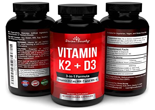 Vitamin K2 (MK7 & MK4) with D3 Supplement - Vitamin K & D as MK-7 100mcg, MK-4 500mcg Divine BountyBuy Supplements Australia