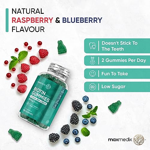 Biotin Gummies 5000mcg - with Vitamin A, B, C, D, E & Selenium – 120 Hair Nails and Skin maxmedixBuy Supplements Australia
