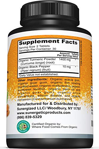 USDA Certified Organic Turmeric Supplement – Includes Organic Turmeric & Organic Black SunergeticBuy Supplements Australia