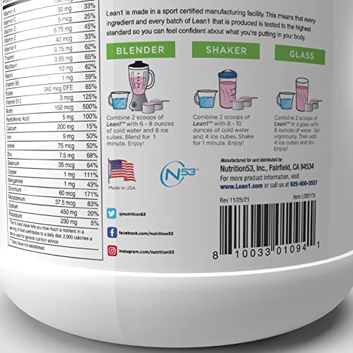Lean1 Strawberry, 15 Serving tub, Fat Burning Meal Replacement by Nutrition53 N53Buy Supplements Australia
