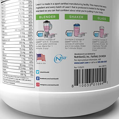 Lean1 Strawberry, 15 Serving tub, Fat Burning Meal Replacement by Nutrition53 N53Buy Supplements Australia