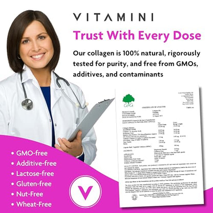 Premium Collagen Supplements for Women - High Strength Marine Collagen with Hyaluronic Acid, Biotin, Vitamin C & E V VitaminiBuy Supplements Australia