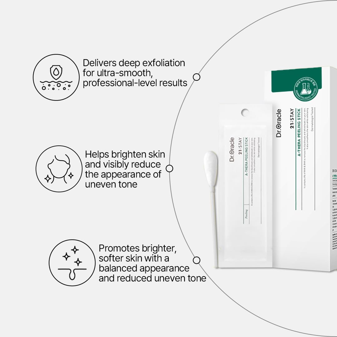 DR.ORACLE 21 Stay A-Thera Peeling Stick for Sensitive Skin - AHA, BHA, Tea Tree Oil, Exfoliating Swabs for Blackheads, Whiteheads, Enlarged Pores, Korean Skincare, Dermatologist Tested, 1Pack of 10ea DR.ORACLE buy supplements Au