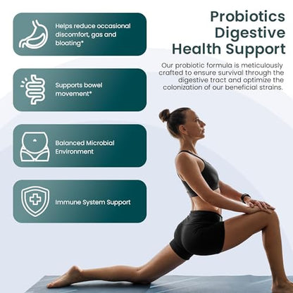 UpNourish Probiotics - 200 Billion CFUs, 15 Strains, Prebiotics & Enzymes - 60 Vegan Cap UpNourishBuy Supplements Australia