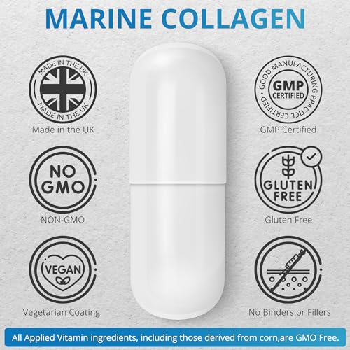 Applied vitamin Marine Collagen Capsules 2000mg-Enhance with Hyaluronic Acid, Zinc, Vitamin C & Biotin 120 Applied VitaminBuy Supplements Australia