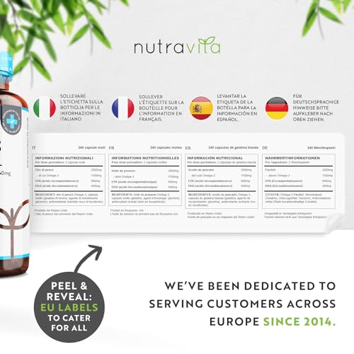 Omega 3 2000mg with 660mg EPA & 440mg DHA per Serving - 240 Softgel Capsules NutravitaBuy Supplements Australia