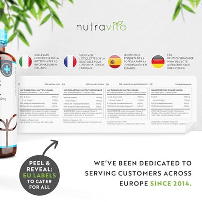 Omega 3 2000mg with 660mg EPA & 440mg DHA per Serving - 240 Softgel Capsules NutravitaBuy Supplements Australia