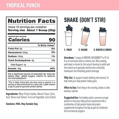 Isopure Protein Powder, Clear Whey Isolate Protein, Post Workout Recovery Drink Mix IsopureBuy Supplements Australia