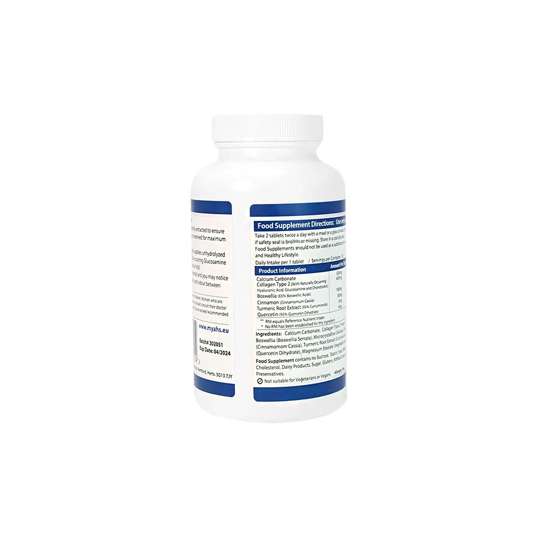 AHS Collagen Type 2 120 Tablets - 4500MG Per Day - Formulated with Calcium and Turmeric AHSBuy Supplements Australia