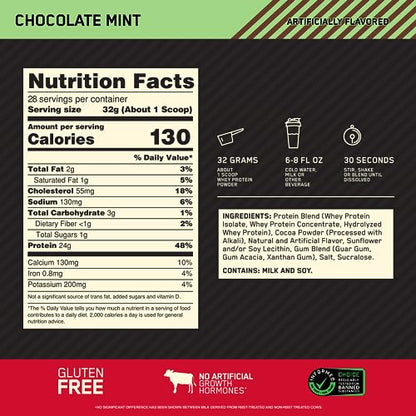 Optimum Nutrition Gold Standard 100% Whey Protein Powder, Chocolate Mint, 2 Pound Optimum NutritionBuy Supplements Australia