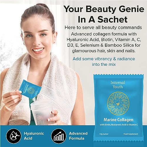 Marine Collagen Powder 10000mg with Hyaluronic Acid Biotin and Vitamin C A D3 E - Collagen Internal YouthBuy Supplements Australia