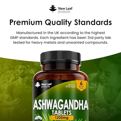 Ashwagandha 1200mg - 365 Vegan Tablets Pure High Strength Ashwagandha Root NEW LEAF PRODUCTSBuy Supplements Australia
