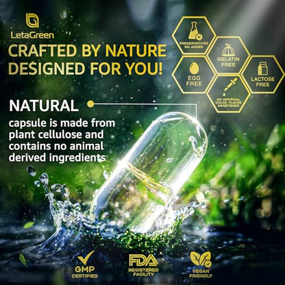 LetaGreen Organic Lions Mane Supplement Capsules - 120 Real Mushrooms Lion's Mane LetaGreenBuy Supplements Australia