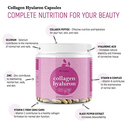Collagen Capsules Divique Collagen Hyaluron 1500mg Collagen Peptides Type 1, 2, 3, 5, 10 DiviqueBuy Supplements Australia