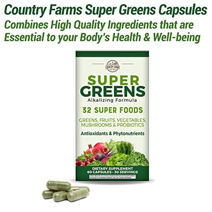 COUNTRY FARMS Super Greens Vegicaps, 32 Super Foods, Whole Food Supplement COUNTRY FARMSBuy Supplements Australia