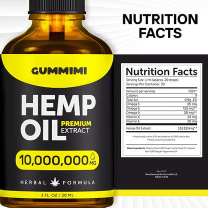 GummiMi Оrganic Hеmp Oil 10 000 000 mg - Natural Drops - Rich in Vitamins B, C, E GummiMiBuy Supplements Australia