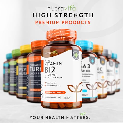 Vitamin B12 1000mcg - 365 High Strength Vegan Tablets (1 Year Supply) - Max Strength NutravitaBuy Supplements Australia