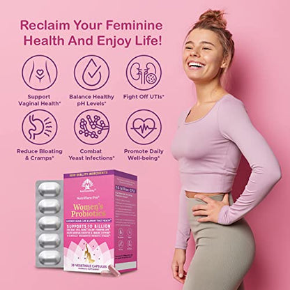 NutriCelebrity NutriFlora-Pro Probiotics for Women - Support Vaginal, Urinary Health (UTI) NutricelebrityBuy Supplements Australia