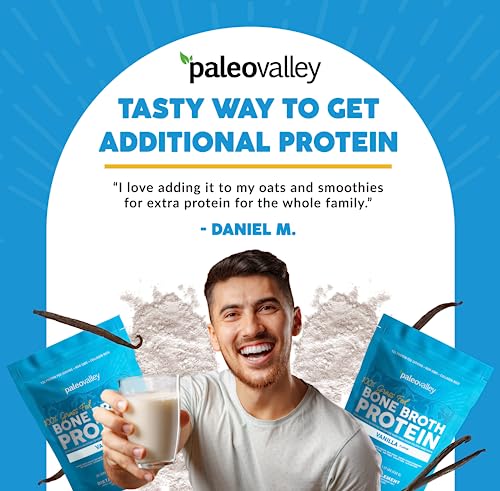 Paleovalley 100% Grass Fed Bone Broth Protein Powder - Vanilla - Rich in Collagen for Hair PaleovalleyBuy Supplements Australia