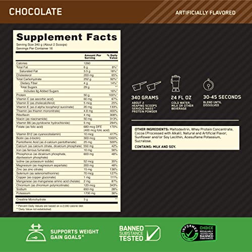 Optimum Nutrition Serious Mass Weight Gainer Protein Powder, Vitamin C, Zinc and Vitamin Optimum NutritionBuy Supplements Australia