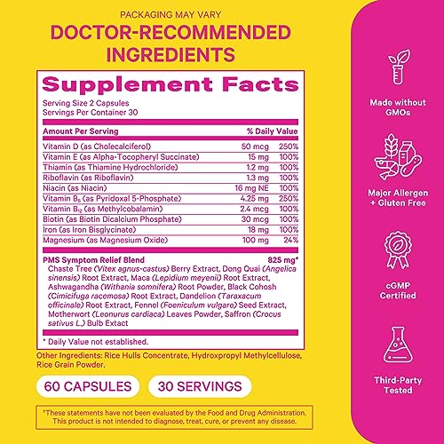 Pink Stork PMS Supplement for Women - Vitex, Ashwagandha, Maca Root & 10 Vitamins & Minerals to Support Hormone Balance, Mood, Bloating, Period Regularity - 60 Capsules Pink StorkBuy Supplements Australia