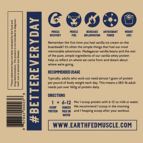 Earth Fed Muscle Whey Back Vanilla Truly Grass Fed Whey 2lb - No Fillers, Flow Agents Earth Fed MuscleBuy Supplements Australia