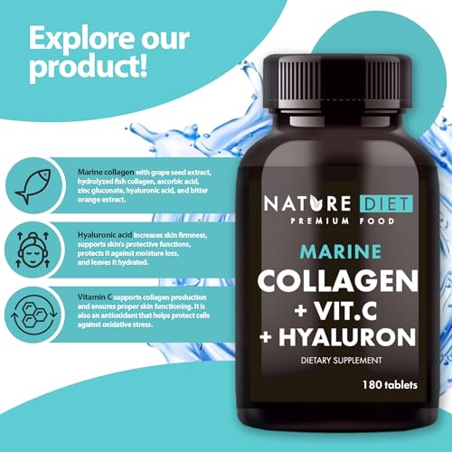 Nature Diet - Marine Collagen with Hyaluronic Acid and Vitamin C, 180 tablets, 500 mg , Peptan F , Fish Collagen Nature DietBuy Supplements Australia