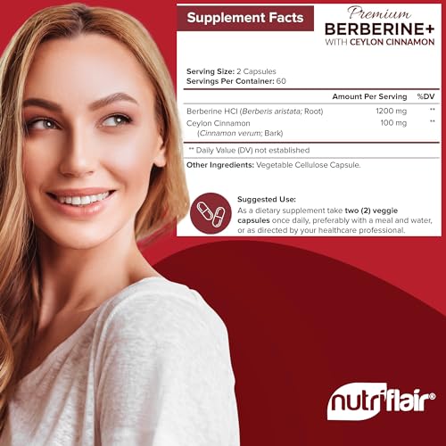 NutriFlair Premium Berberine HCL 1200mg, 120 Capsules - Plus Pure True Ceylon Cinnamon NutriFlairBuy Supplements Australia