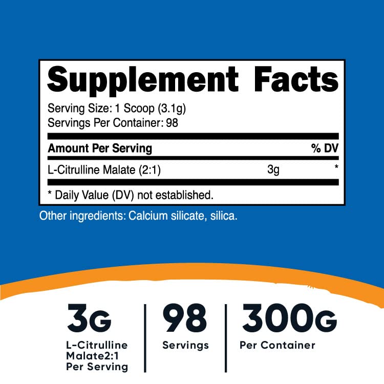 Nutricost L-Citrulline Malate 300G (2 Pack) - Pure L-Citrulline Powder, 3000mg Per Serving - L-Citrulline Malate