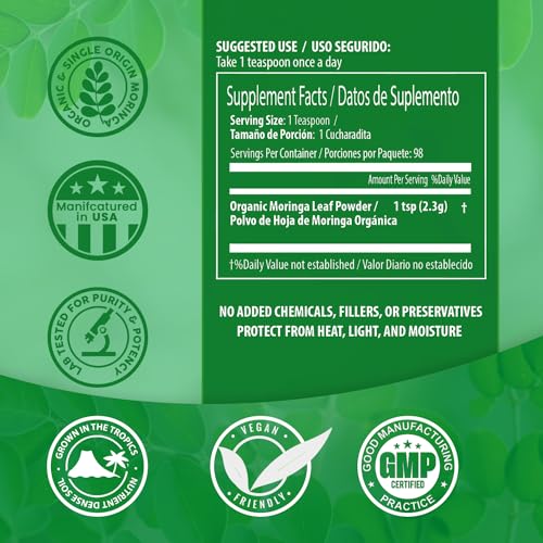 PURA VIDA MORINGA Moringa Powder Organic Single Origin - Premium 100% Leaf Powder PURA VIDA MORINGABuy Supplements Australia