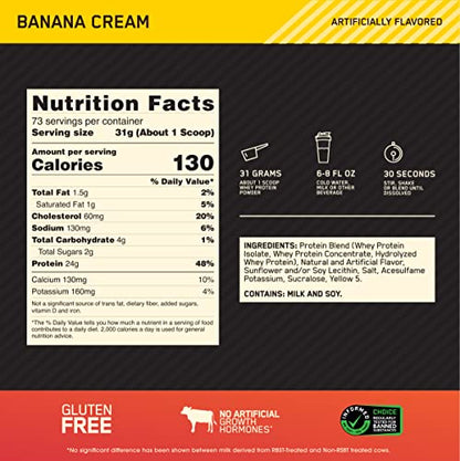 Optimum Nutrition Gold Standard 100% Whey Protein Powder, Banana Cream, 5 Pound Optimum NutritionBuy Supplements Australia