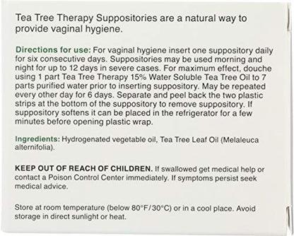 Tea Tree Therapy Vaginal Suppositories with Oil, 6 Count, White Tea Tree TherapyBuy Supplements Australia