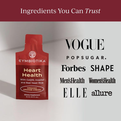 CYMBIOTIKA Heart Health Supplement with CoQ10, Red Yeast Rice & Inositol, Gluten Free Supplements to Support Circulation & Aging, Organic Orange Cream Flavor, 30 Pack CYMBIOTIKABuy Supplements Australia