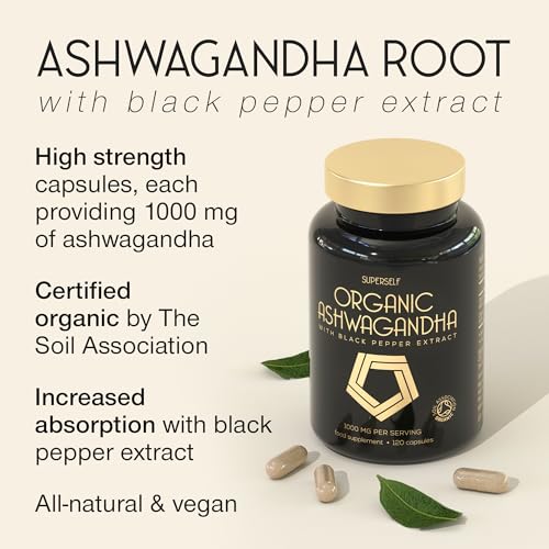 Organic Ashwagandha High Strength - 1000mg Ashwagandha Capsules - Pure Ashwagand SuperSelfBuy Supplements Australia