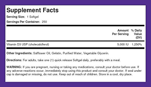 Piping Rock Vitamin D3 5000 IU | 250 Softgels | High Potency Supplement | Non-GMO Piping RockBuy Supplements Australia