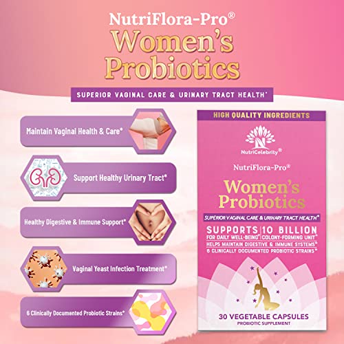 NutriCelebrity NutriFlora-Pro Probiotics for Women - Support Vaginal, Urinary Health (UTI) NutricelebrityBuy Supplements Australia