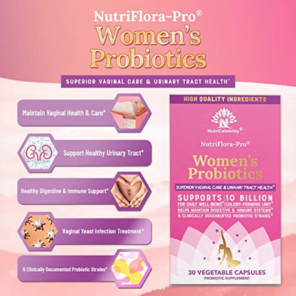 NutriCelebrity NutriFlora-Pro Probiotics for Women - Support Vaginal, Urinary Health (UTI) NutricelebrityBuy Supplements Australia
