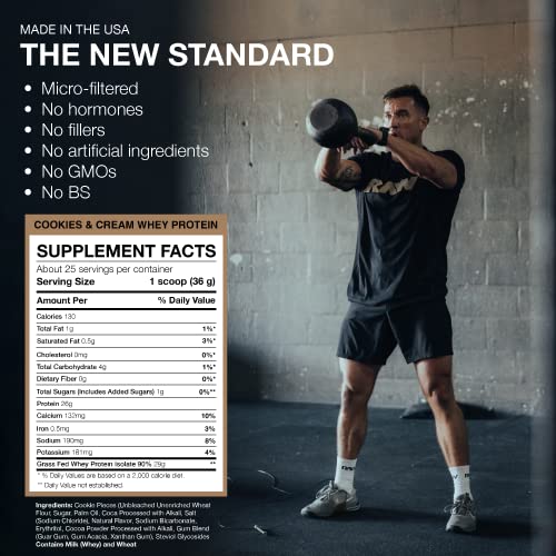 RAW Whey Isolate Protein Powder, Cookies N Cream - 100% Grass-Fed Sports Nutrition RAWBuy Supplements Australia