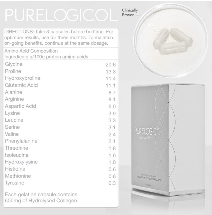 Collagen Tablets, Best Hydrolysed Protein Peptide Skin Supplement - 90 x Collagen Capsules x 800mg PurelogicolBuy Supplements Australia