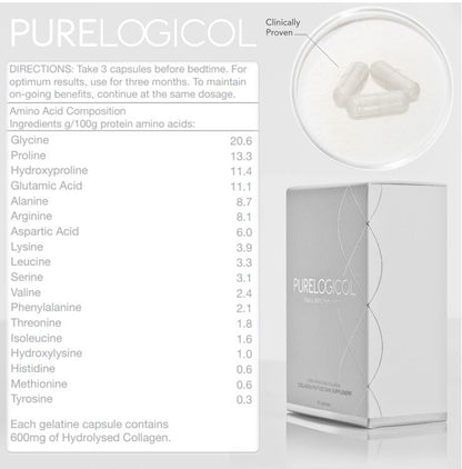 Collagen Tablets, Best Hydrolysed Protein Peptide Skin Supplement - 90 x Collagen Capsules x 800mg PurelogicolBuy Supplements Australia