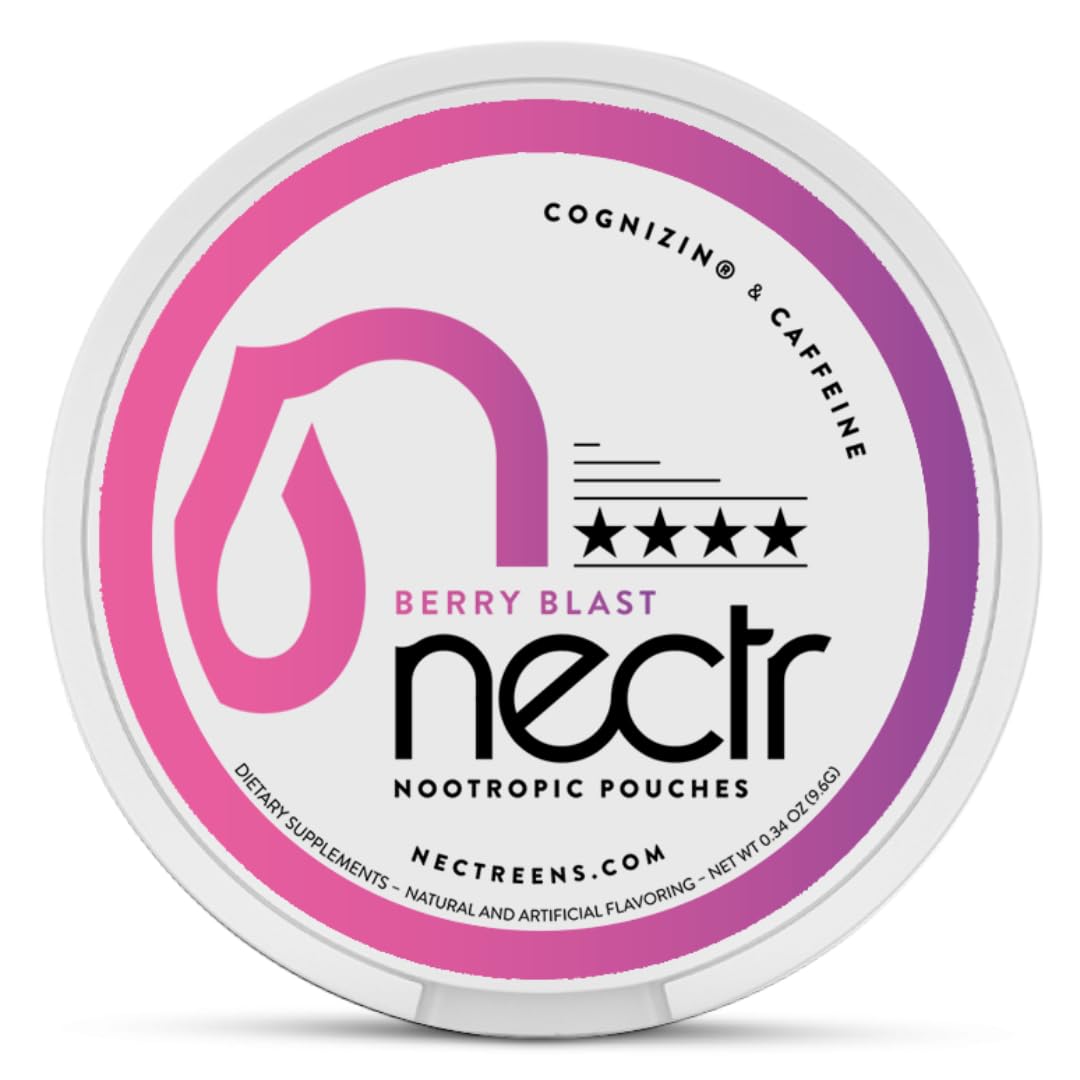 Nectr Energy Nootropic Pouches – Berry Blast Flavored, Caffeine Pouches with Cognizin® Citicoline. Sugar-Free Brain Treats. Smooth, Sustained Focus & Energy Supplement - 1 Puck of 16pcs NectrBuy Supplements Australia