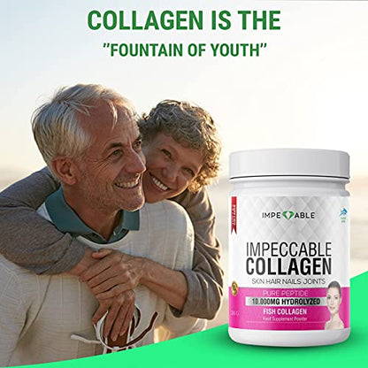 IMPECCABLE Collagen Premium 10.000 mg Pure peptide hydrolyzed Marine Collagen Powder ImpeccableBuy Supplements Australia