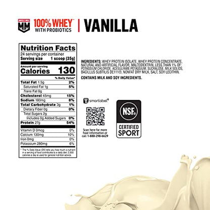 Muscle Milk 100% Whey With Probiotics Protein Powder, Vanilla, 1.85 Pound, 23 Servings Muscle MilkBuy Supplements Australia