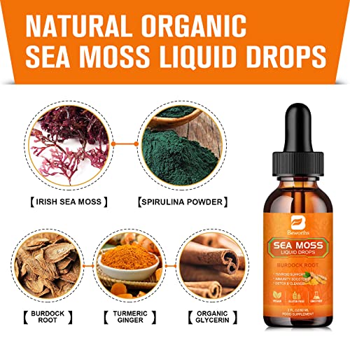 B BEWORTHS Sea Moss Liquid Drops - Organic Irish Sea Moss Raw Gel with Burdock Root B BEWORTHSBuy Supplements Australia