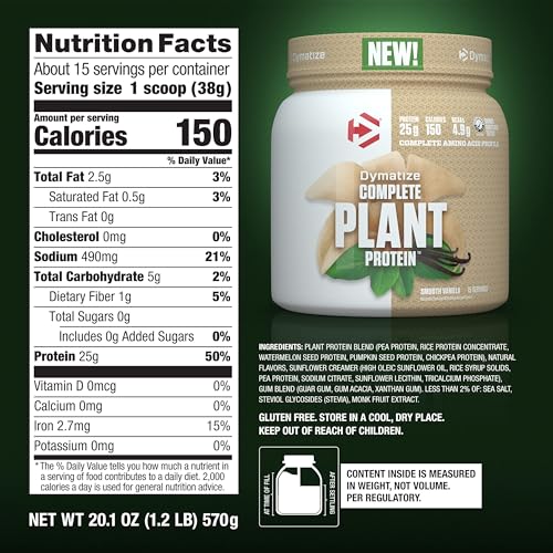 Dymatize Vegan Plant Protein, Smooth Vanilla, 25g Protein, 4.8g BCAAs, Complete DymatizeBuy Supplements Australia