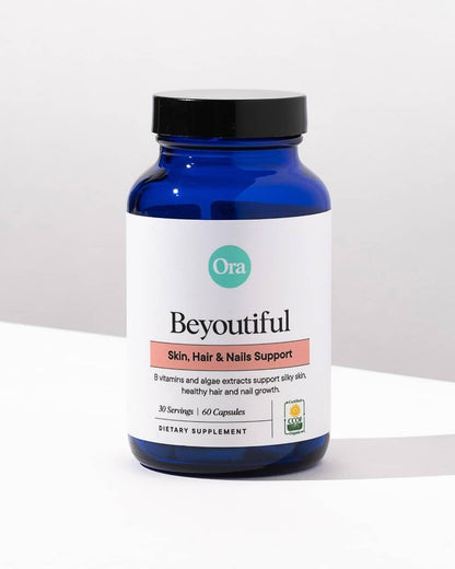 Ora Organic Hair, Skin, and Nails Support- BeYouTiful - Beauty Supplement with B Vitamins and Algae Extracts for Healthy Hair and Skin - 60 Vegan Capsules Ora OrganicBuy Supplements Australia